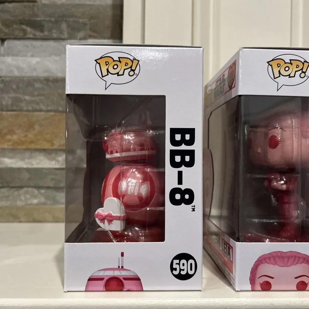 Funko Pop!Valentines Day BB-8, Princess Leia&Kylo Ren#589,590,591 w/ Protectors